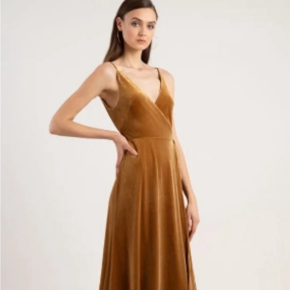 JENNY YOO Knock Off | Ginger/Gold Velvet Bridesmaid Dress